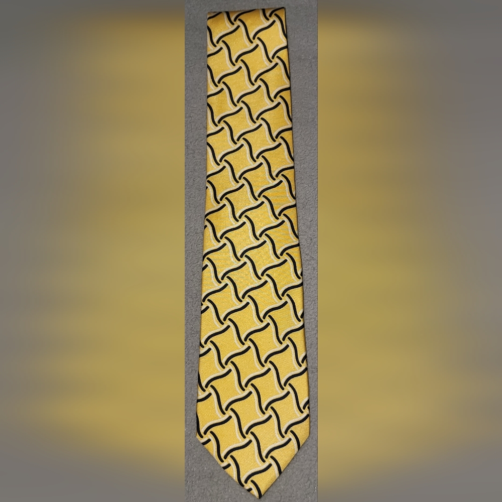 Lauren Ralph Lauren Yellow and Black Patterned Repp Tie